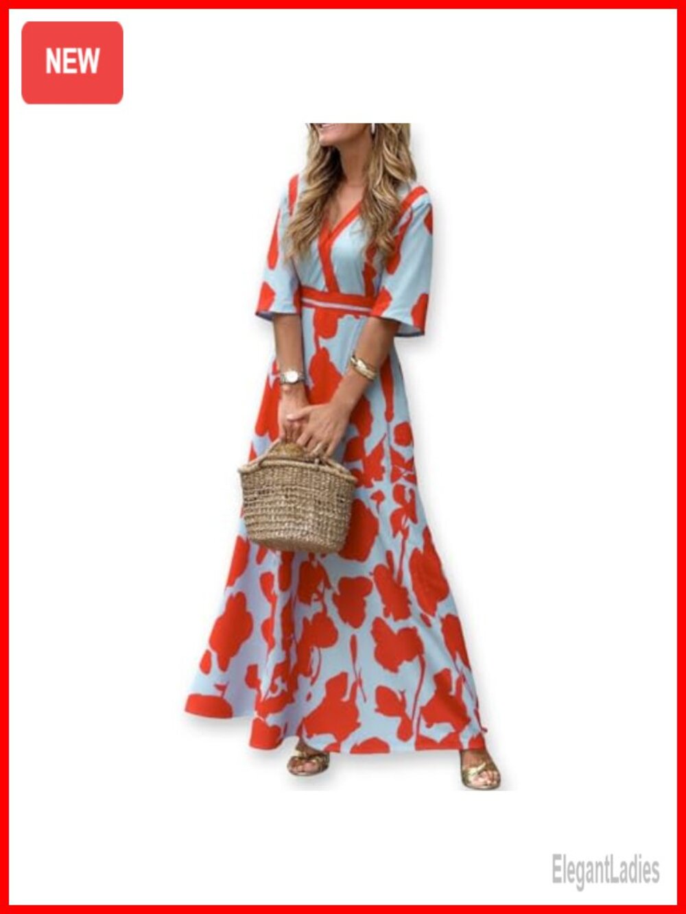 Women's Boho Floral Satin V Neck Maxi Dress Wedding Guest